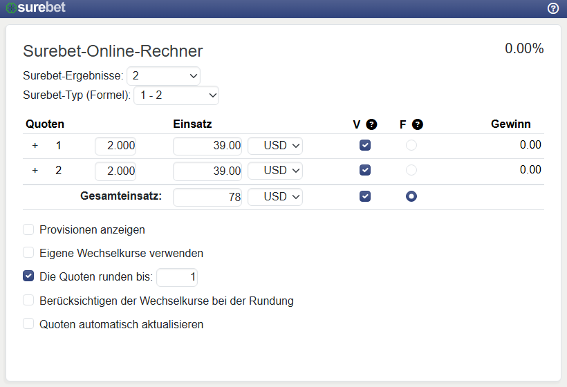 Standalone Surebet Rechner