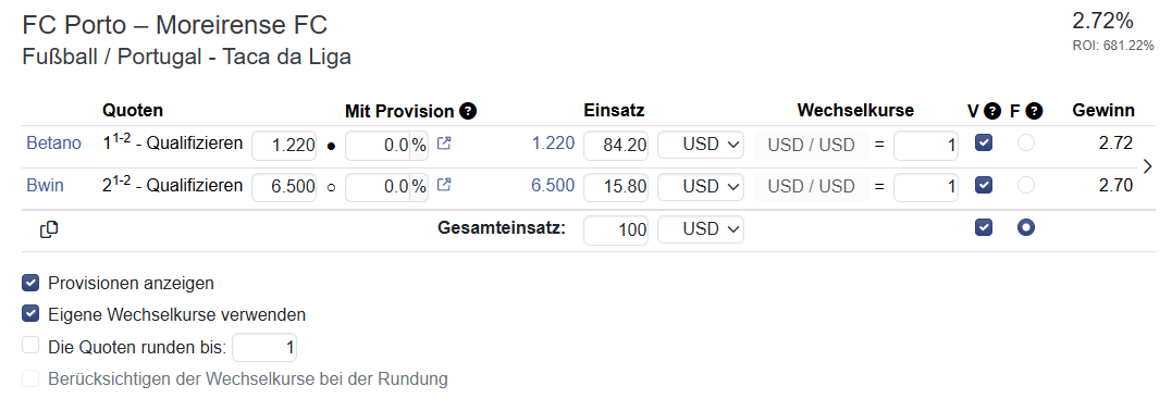 Surebets calculator